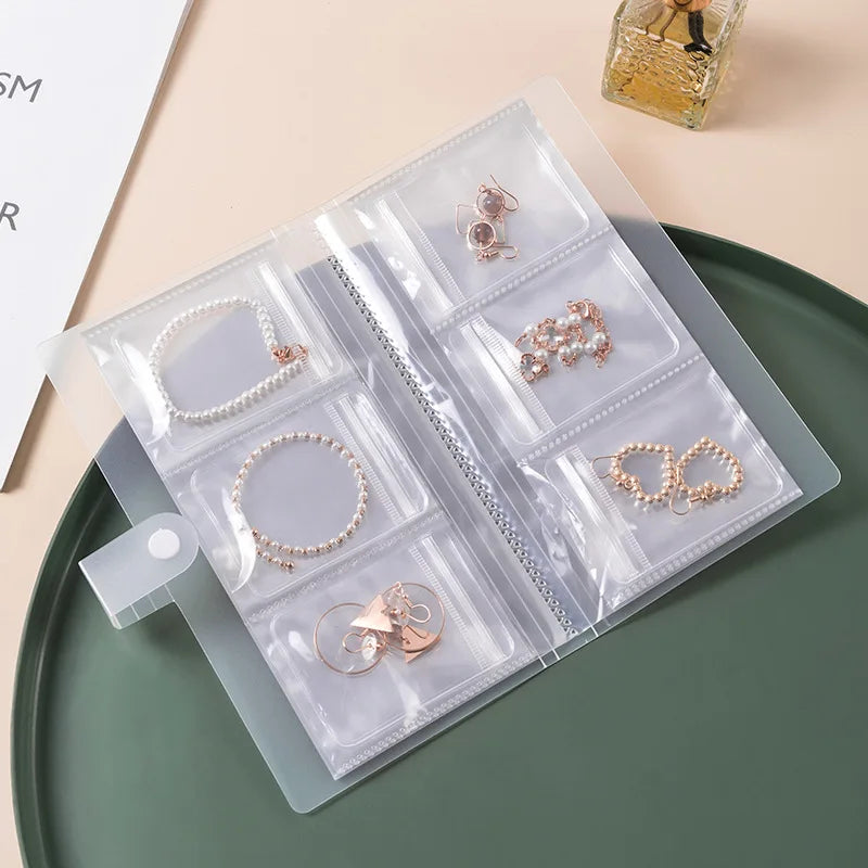 Transparent Jewelry Organizer Storage Book with Anti-Oxidation Pockets Travel Jewelry Earring Stud Organizer Storage Bags Book