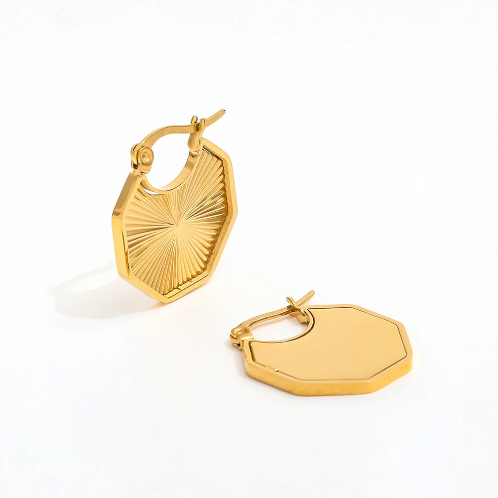 Trendy Earring 18K PVD Gold Plated Irregular Waterproof Geometric Burst Huggie Earrings Stainless Steel Trendy Jewelry Wholesale