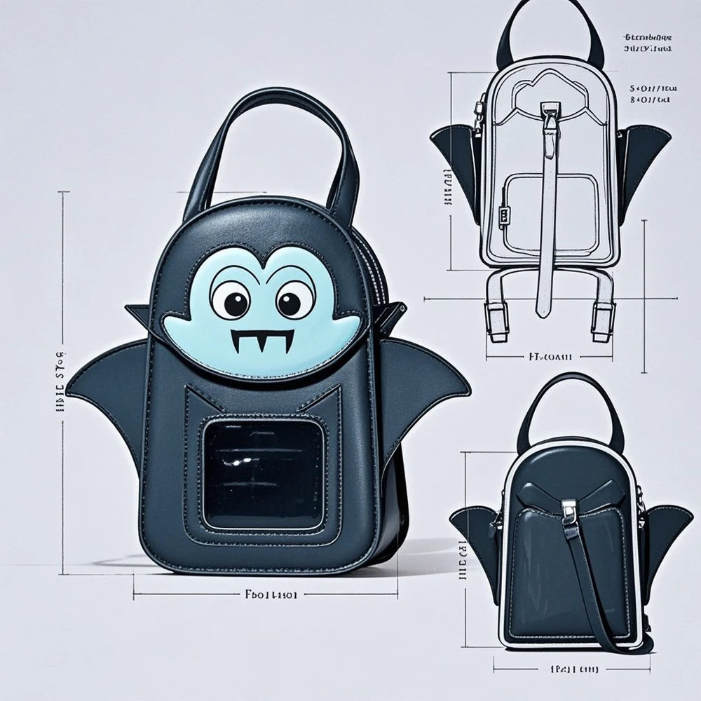 Wholesale Custom Bat Vampire Demon Gothic Style Ita Bag with Transparent  Window Removable Pin Board Fashion Itabag