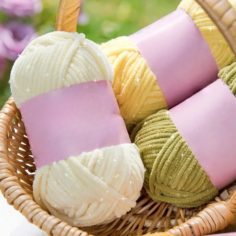 Factory Directly Sale Chunky Chenille Shiny Metallic Crochet Fancy Yarn for Knitting Scarves