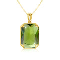 Christmas 18K Gold Plated Peridot Pendants Necklace for Women 925 Sterling Silver Square Green Stone Chain Pendants Jewelry