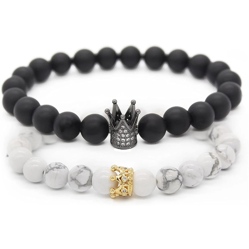 Natural Crystal Couples Necklace Crown Bracelets for Him and Her Couples Necklace Bracelets Couple Jewelry Gift