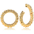 Evorte Gold Plated Rope Design Twist Earring Hoops Stainless Steel Jewelry for Men and Women Ear Hangers Weights for Stretching