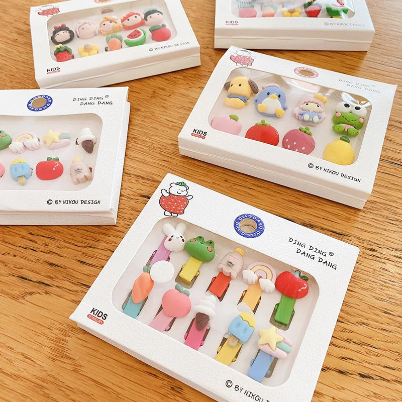 Korean Cute Cartoon Kids Hair Clips Accessories Fashion Flower Fruit Duckbill  Decorative Hair Pins Hair Clip Set