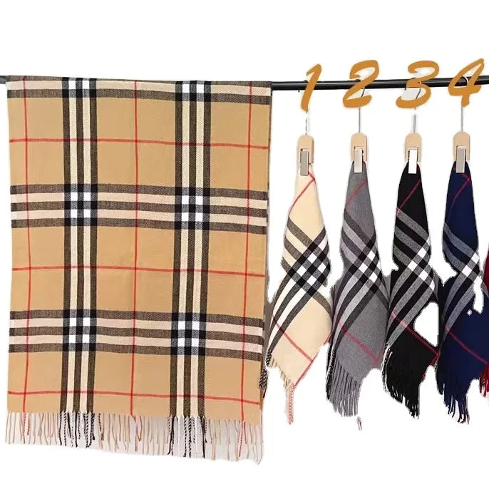 Custom Print Logo Soft Pashima Winter Shawl Pashmina Cashmere Scarf for Women Plaid Autumn/Winter Accessory