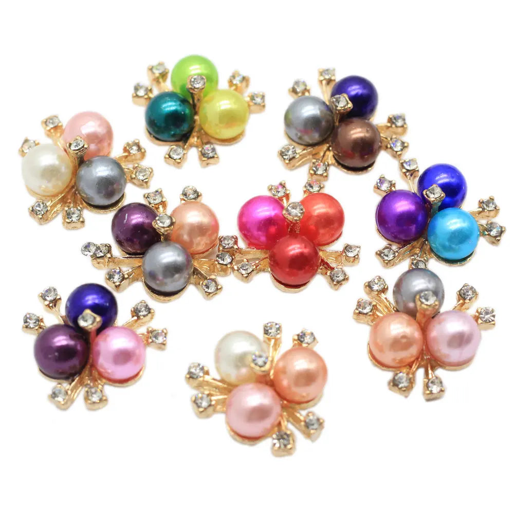 20MM Alloy Rhinestone Pearl Chic Artificial Metal Crystal Flatback Wedding Buttons Handmade Buttons DIY Hair Clip Bows Clothing