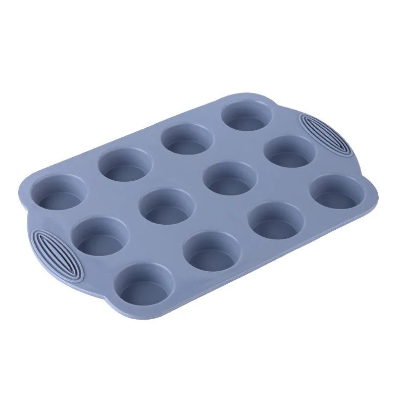 Family Eco-Friendly Round Silicone Molds for Muffin Cupcake Biscuit Cake Baking Tray Nonstick Oven Friendly Bakeware