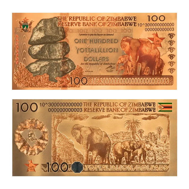 Custom Zimbabwe Paper Banknotes Gold Banknote Dollars Bank Note Bills Non-currency Collectible Paper Banknotes for Souvenir
