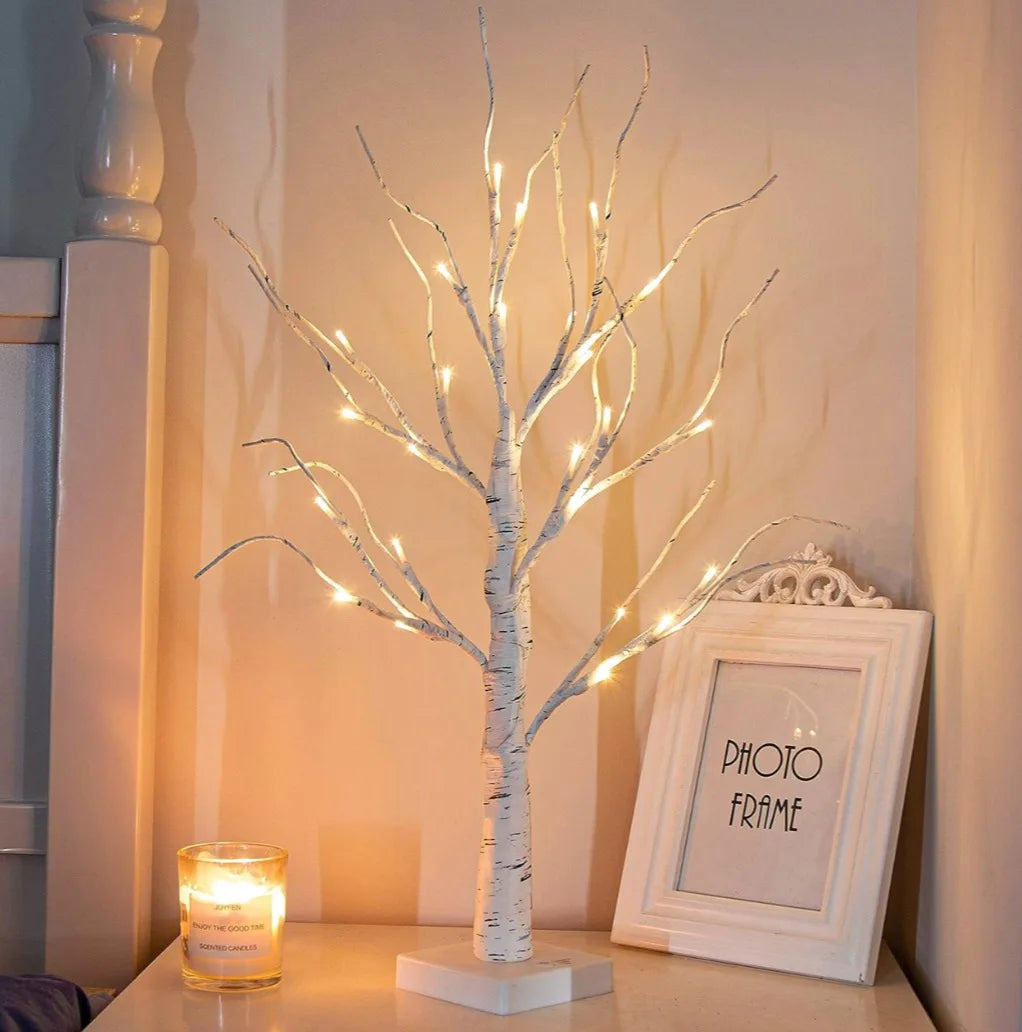 Lighted Birch Tree Light Christmas Home Decoration Gifts for Women Artificial Tabletop Light up Birch Battery Powered