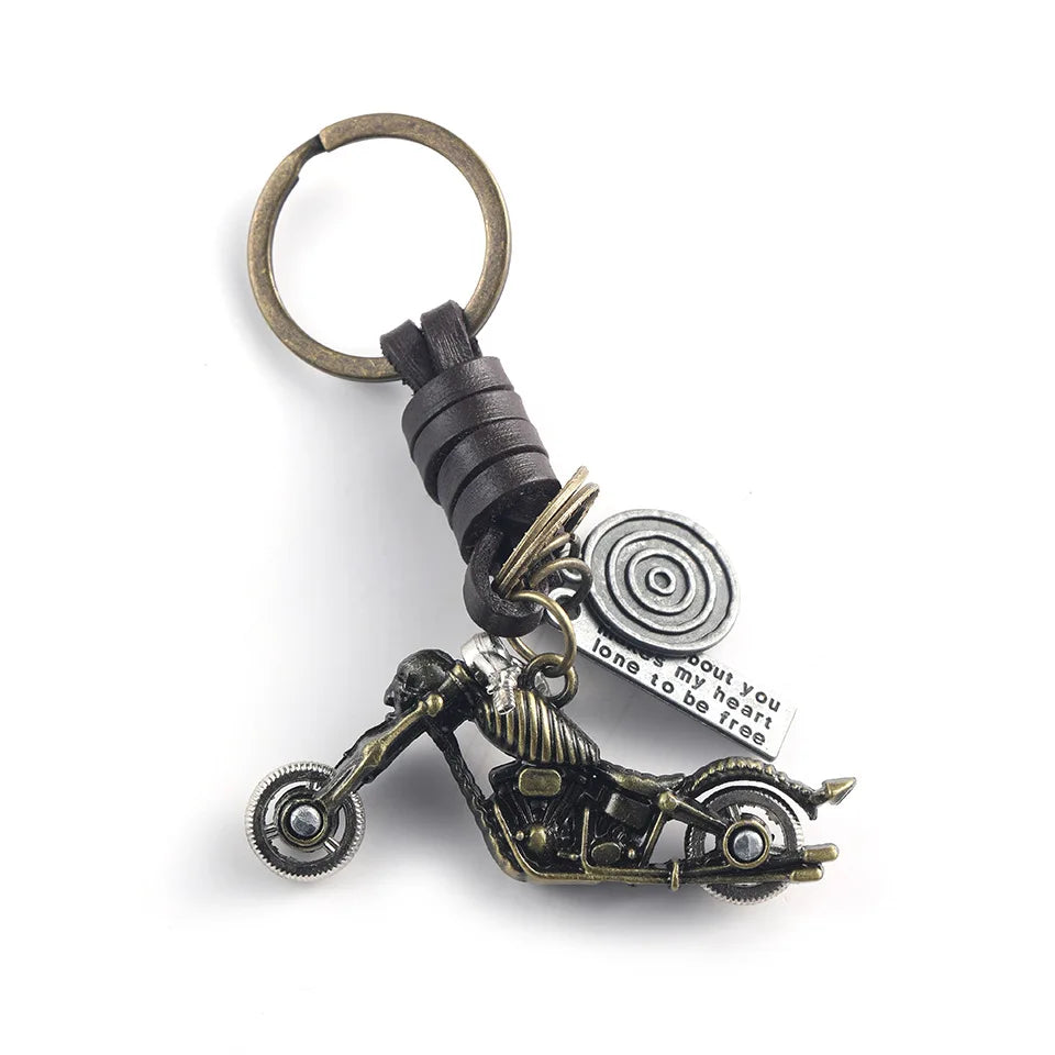 Vintage Punk Rock Style Key Holder Antique Bronze Motorbike Keychain for Men