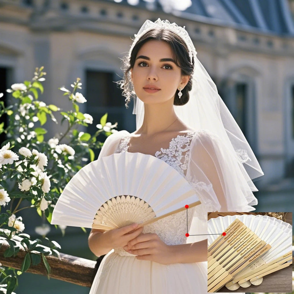 Personalized Wood Folding Hand Fans Wedding Wholesale for Women