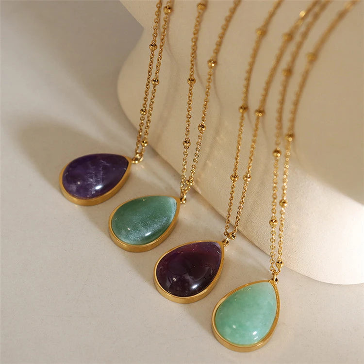 Manufacture Custom Fashion Charm Women Jewelry Titanium Steel Elliptical Pendant Gold Plated Necklace