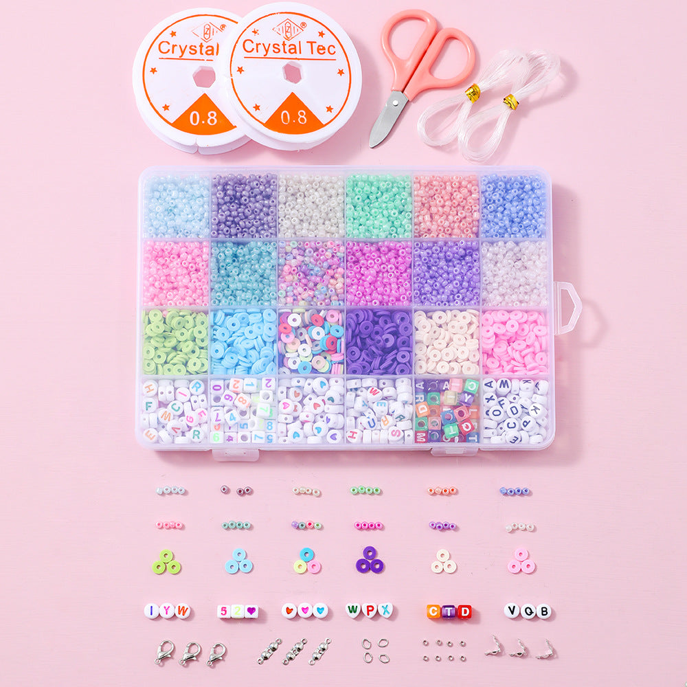 Wholesale 24 Grids Round Clay Beads Letter Spacer Beads Kit for DIY Jewelry Making Glass Mini Seed Beads Set
