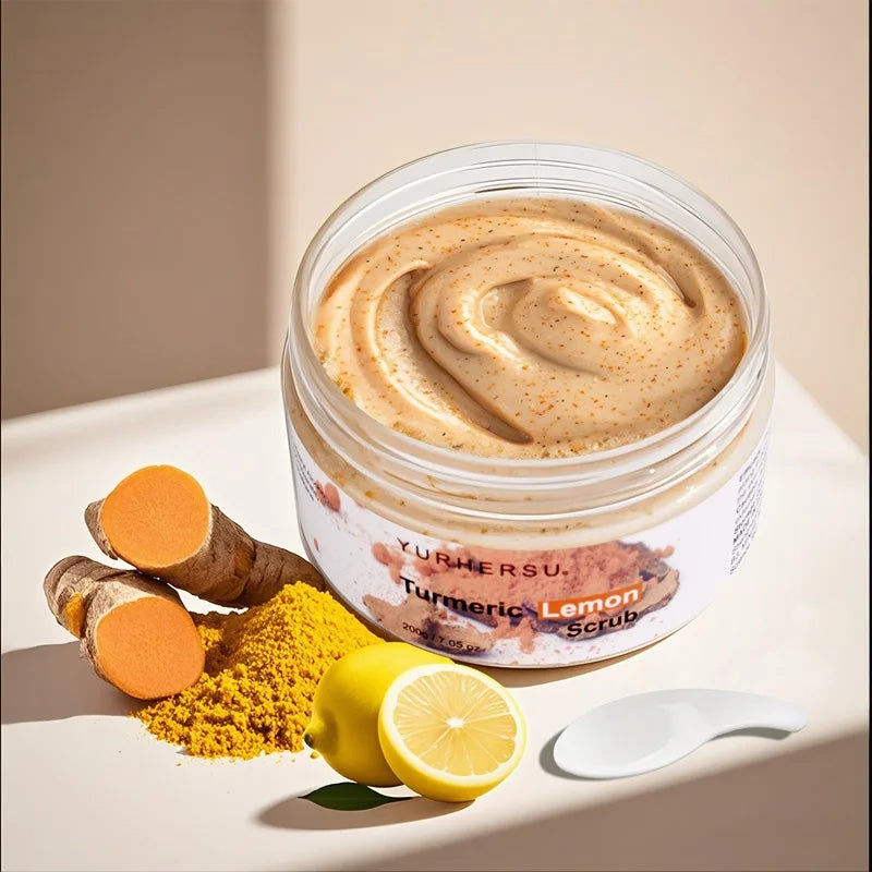 YURHERSU Private Label Skin Care Organic Turmeric Lemon Scrub Whitening Hydrating Body Scrub