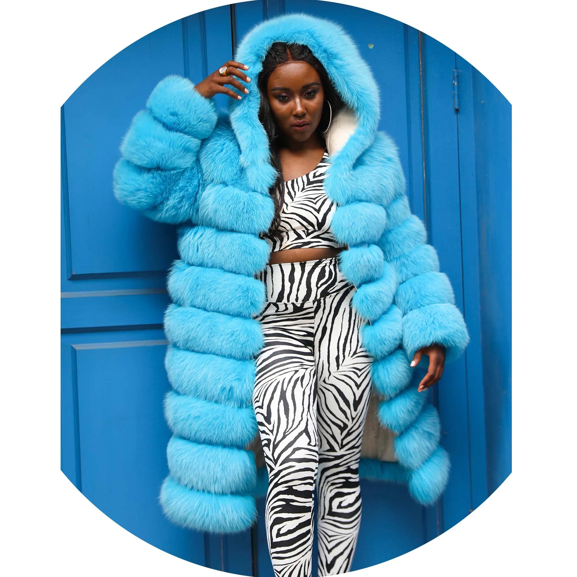 Warm Women Import Winter Thick Hooded Fox Fur Coat Wholesale Price