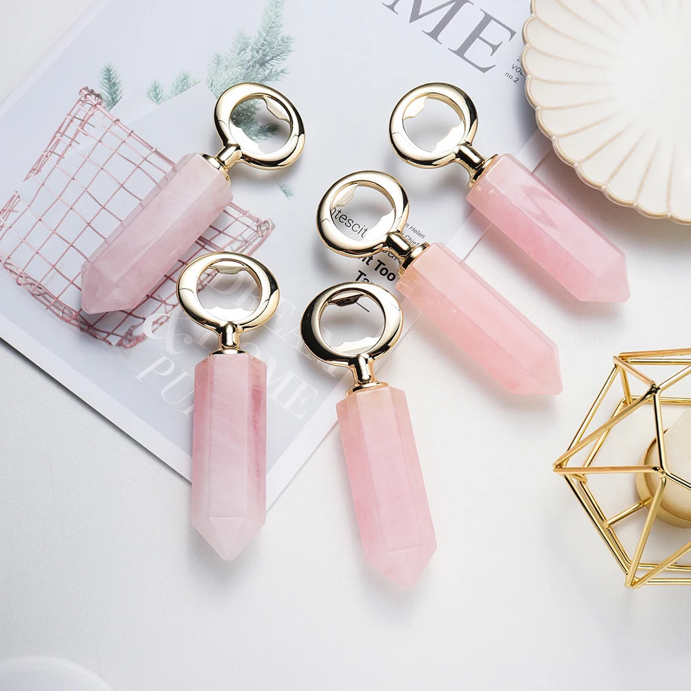 Natural Crystal Quartz Bottle Openers Rose Quartz Bottle Openers Crystal Bottle Opener