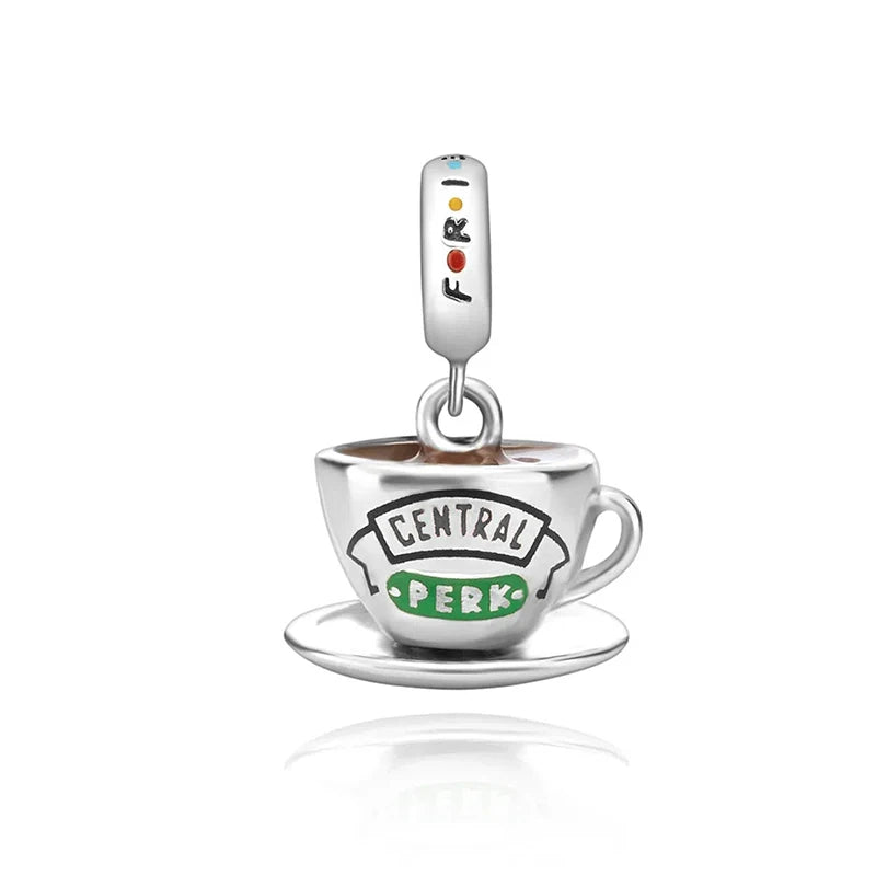 Fit Original Brand Charm Bracelet 925 Sterling Silver TV Show Friends Central Perk Coffee Cup Bead for Dropship Jewelry Making