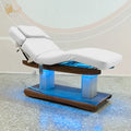 Wood Grain Dual Column Base Massage Bed with Full Tilt Function for Facial Treatment Spa