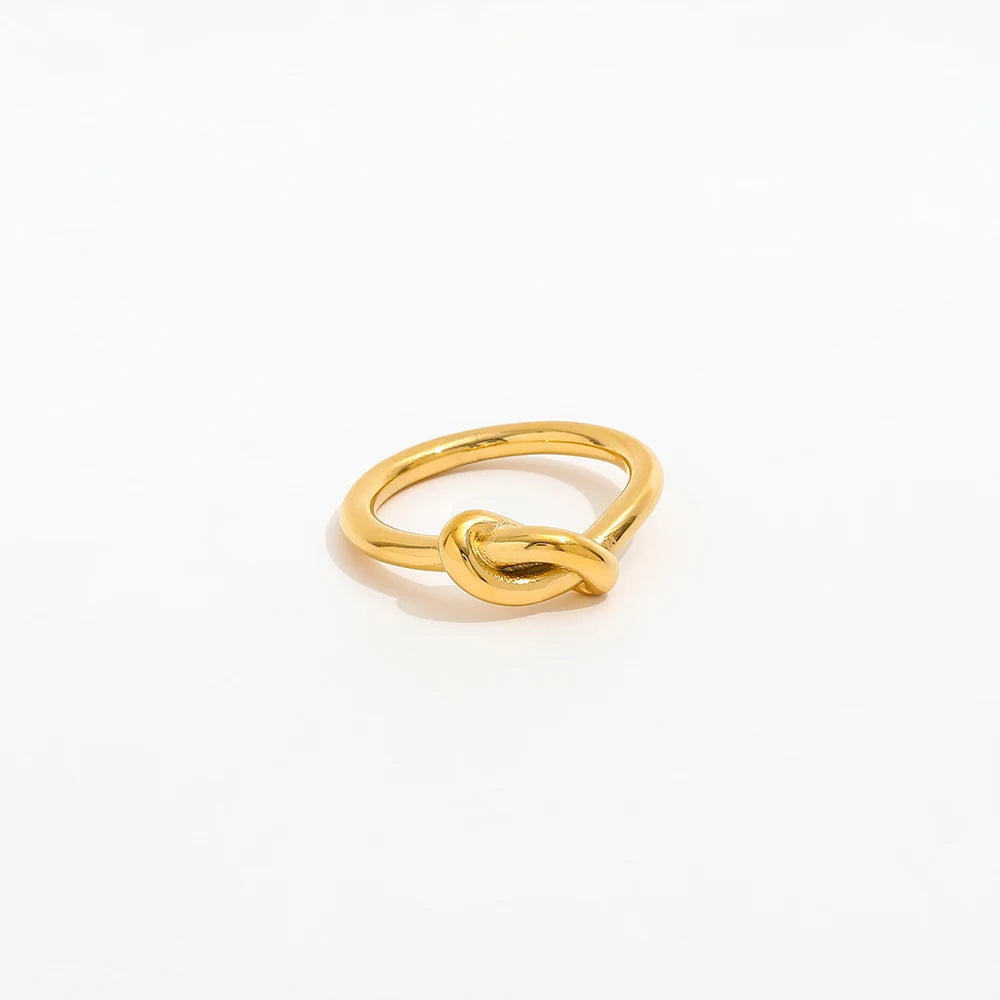 Fenny 18K Gold Plated Wholesale Waterproof&No Fade Delicate Statement Sweety Knot Stainless Steel Finger Ring Trend for Women