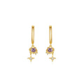Fashion Jewelry Earrings 925 Sterling Silver Trendy Diamond Earrings Purple Heart Star Planet Gold Plated Hoop Earrings Women
