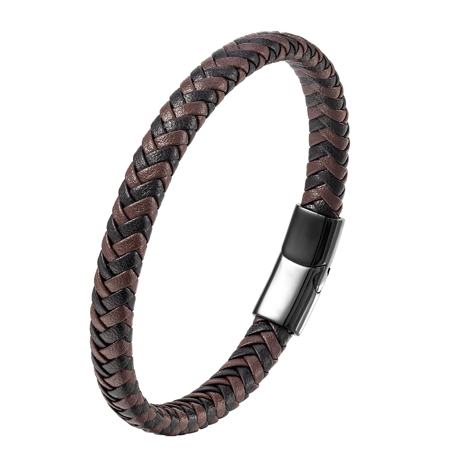 Double Layers Viking Braided Genuine Leather Bracelet Men 316l Stainless Steel Anchor Clasp Hook Leather Bracelet