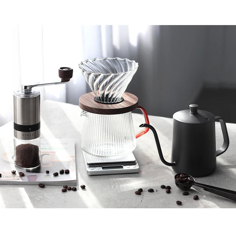 New Design Coffee Pour Over Gift Set Manual Coffee Grinder Coffee Maker Filter Kettle Scale Coffee Set