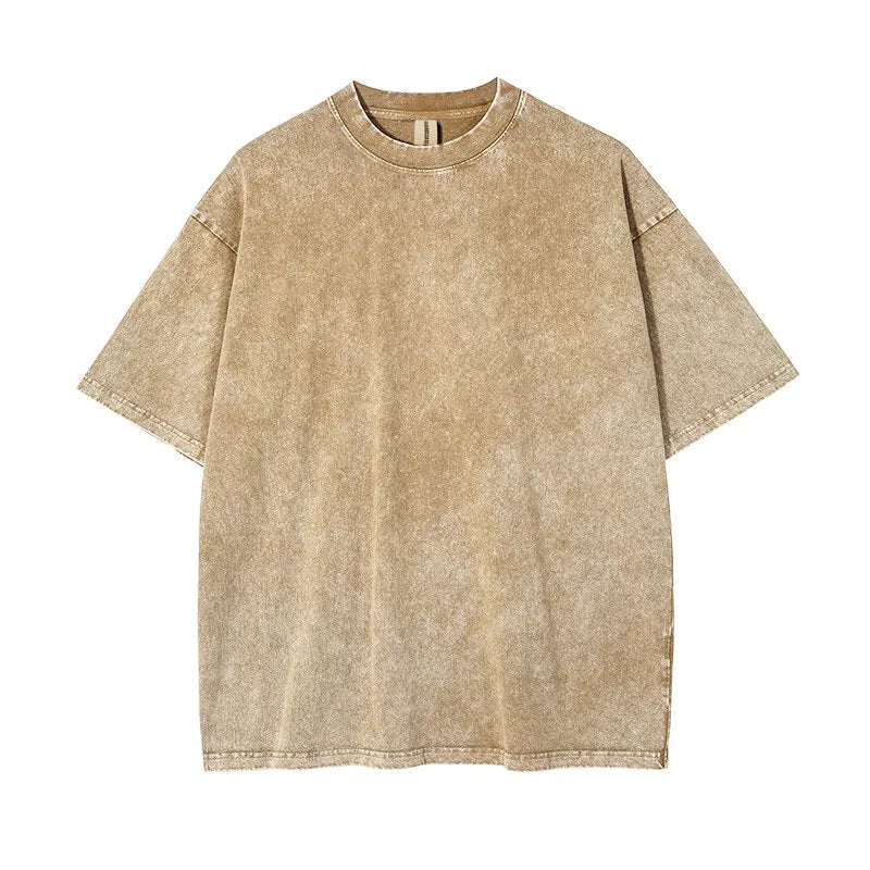 New Rightdo Acid Washed Oversized Vintage T Shirts 250GSM 100% Cotton Sun Faded T-Shirts Oversized in Blank Custom Available