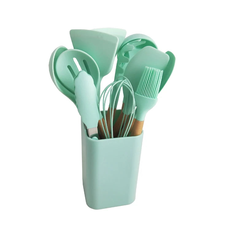 Ready to Ship Cooking Baking Tools 12pcs Silicone Kitchen Utensil Set with Stand Holder