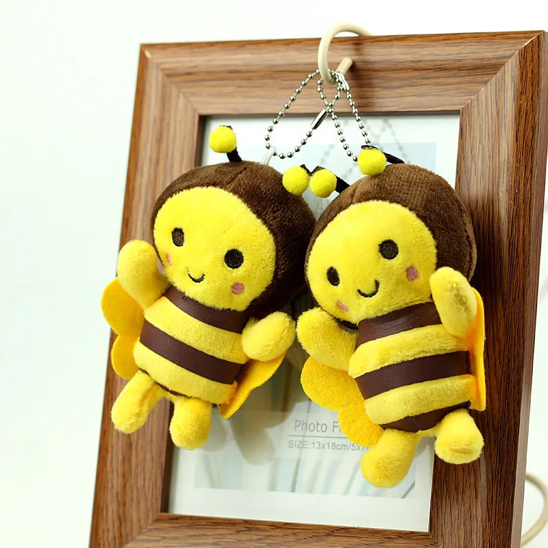 BOXUAN Cute Yellow Little Bee Plush Key Chain Toy Cartoon Bag Hanging Decoration and Key Doll