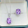 Wholesale Quality Fashion 925 Sterling Silver Natural Amethyst Cubic Zirconia Jewelry Necklace Set