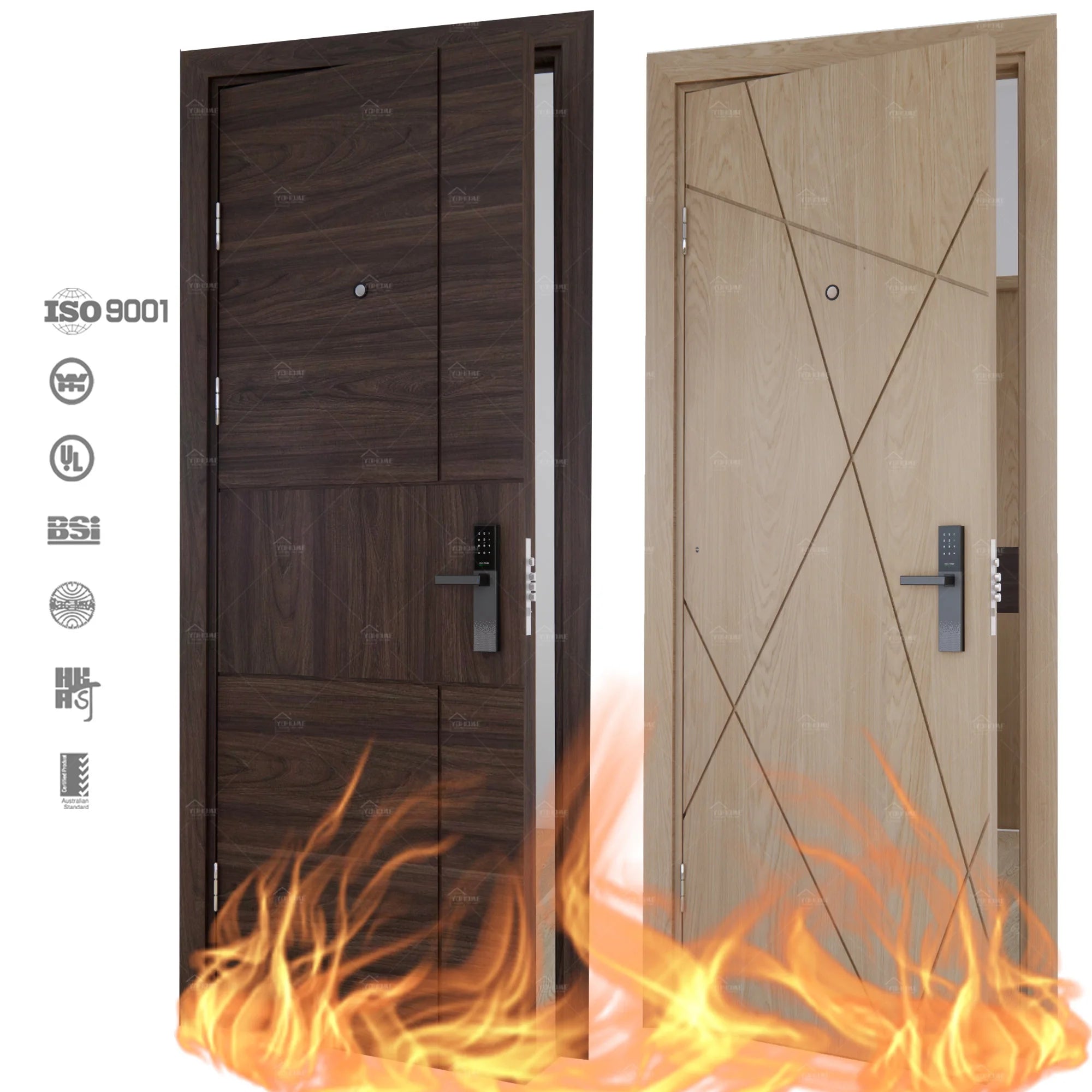 China Top Manufacturer Custom Fire Protection Door U-l Certified One Hour Fire Rated Door Fire Rated Door for Hotel