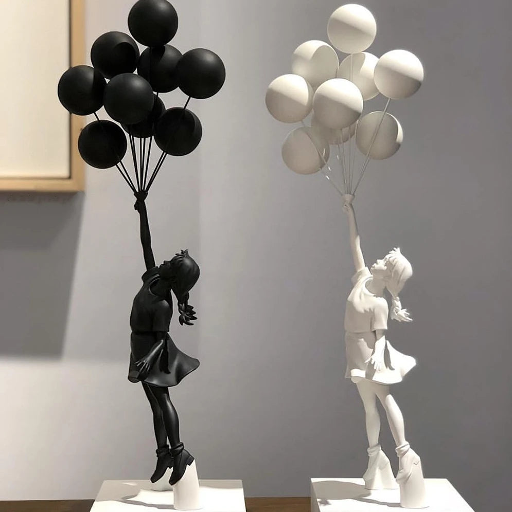 Hot Sell Banksy Heals Girls Sculptural Ornaments for Flying Balloons Girl Resin Craft Sculpture Banksy