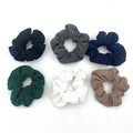 Custom Logo Solid Color Winter Hair Accessories for Girls Knit Crochet Headbands with White Ribbed Scrunchie Customizable Logo