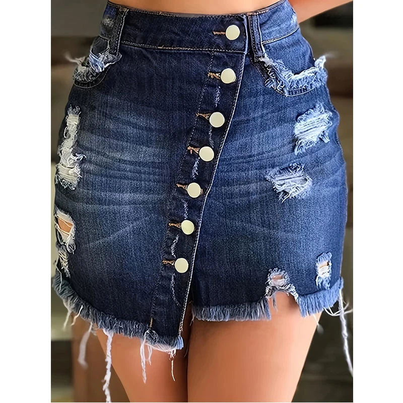 Newest Summer Casual Ripped Women's Jeans Pants and Top Set Denim Skirts Mixed Colors High-quality Fashion Design