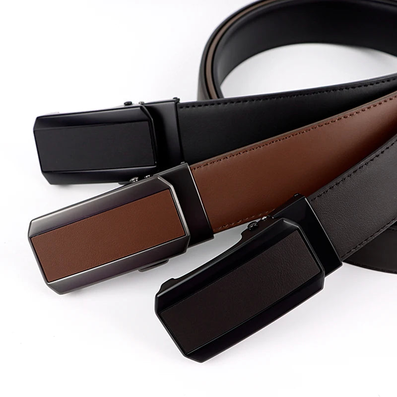 Business Casual Dress Belt OEM Custom logo Design Comfortable Genuine Leather Automatic Buckle Belt for Men