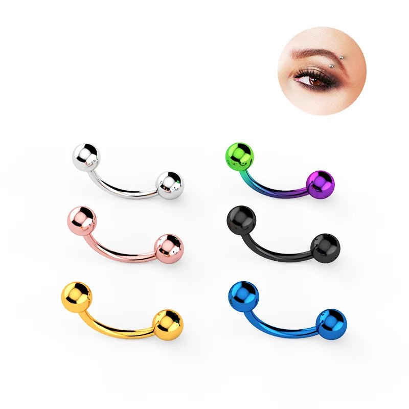 G23 Titanium Eyebrow Ring Tragus Helix Rook Earring Piercings Curved Banana Piercing Bijoux Lip Helix Rings Jewelry
