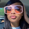 FW 9036 Vintage Super Big Square Sunglasses for Women New Fashion Brand Wide Oversized Pink Gradient Sun Glasses Female Shades