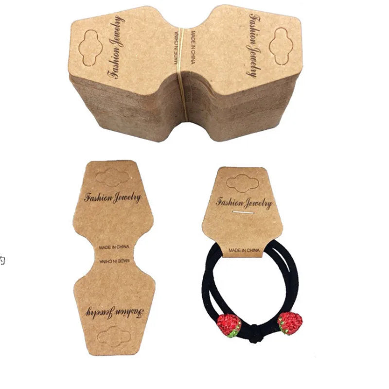 Custom Printed Logo Die Cut Earring Cards Kraft Paper Hanging Jewelry Display Card for Necklace Bracelet Headband