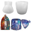 Crystal Glue Epoxy Resin With Cover Storage Box Star Rocket Tank Storage Candle Holder Mirror Silicone Mold