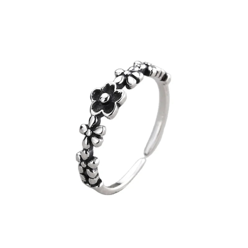 Fashion Retro Tail Finger Ring 925 Sterling Silver plum Blossom Ring Personalized Christmas Gift