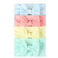 Cute 4pcs Set of Soft Nylon Toddler Headwraps Newborn Accessories with Small Bows Baby Turban Headbands for Kids Children