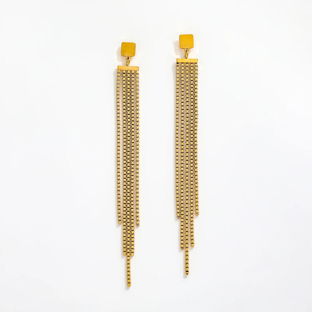 JOOLIM  High End 18K Gold Plated Chunky Tassel Stud Earring Stainless Steel Earrings Gold Jewelry Tarnish Free