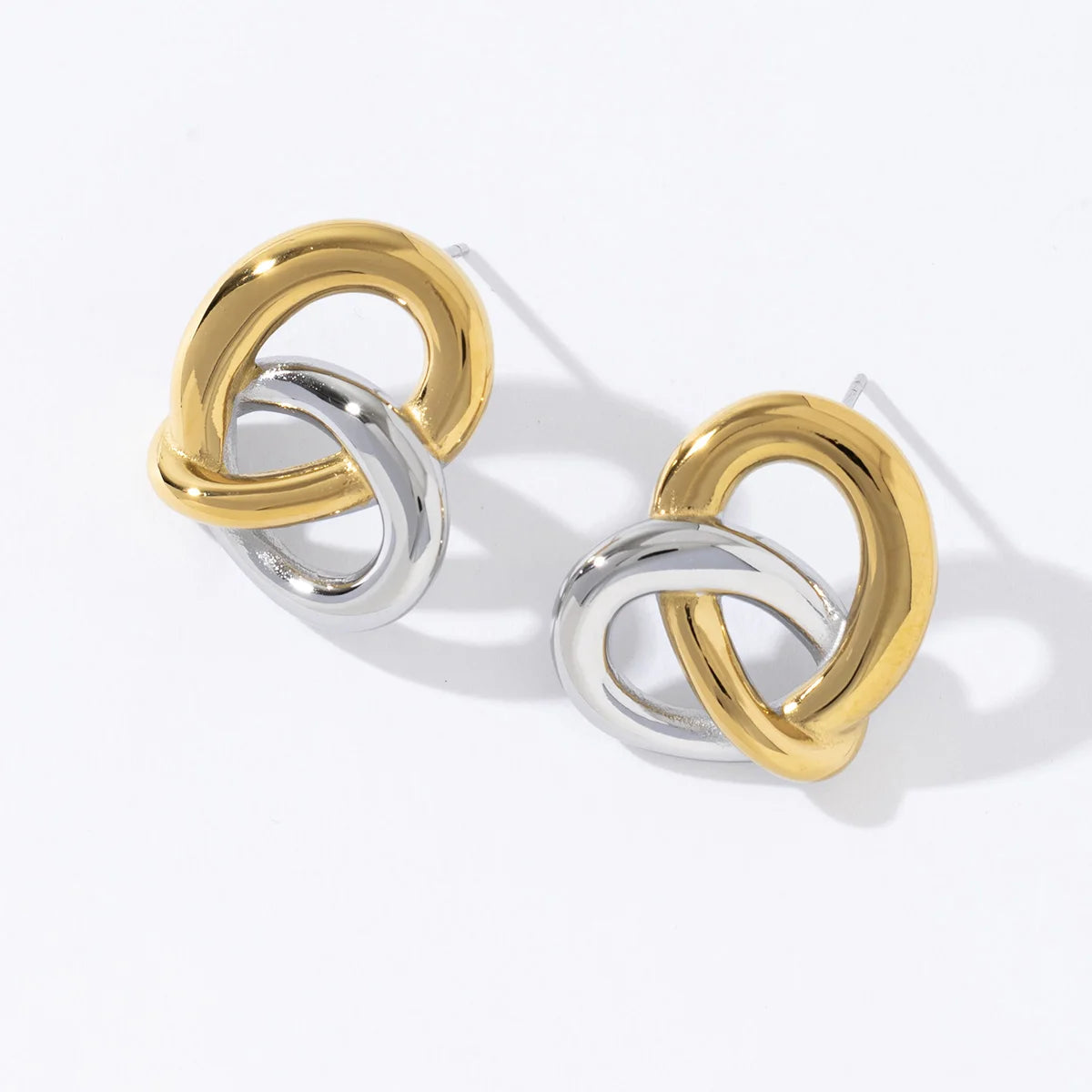 Trendy Fashionable Stainless Steel Silver Gold Stainless Steel Hollow Twisted Heart Hoop Earrings
