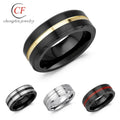 Tungsten Ring with Brushed Red Anodized Aluminum Inlay Wedding Jewelry Men's Ring