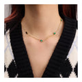 Chris April 316l Stainless Steel PVD Plated Minimalist Emerald Zircon Chain Choker Necklace
