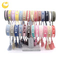 Bohemian Handmade Custom Woven Wrap Bracelet with Embroidery Words and Love Knitted Letters Crystal Rhinestone Eco-friendly