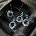 Bridal Wedding Display Topaz Zircon Rhinestone Jewelry Sets Elegant Heavy Women Necklace Earrings Ring Set for Women