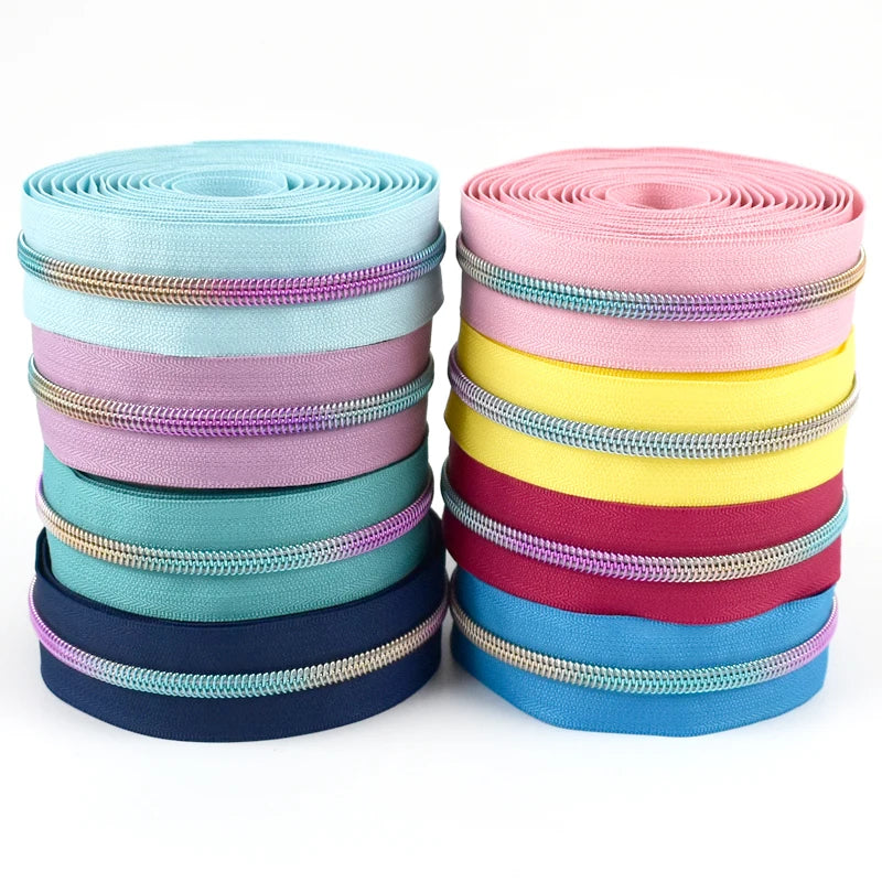 Deepeel ZA438 5# DIY Garment Sewing Accessories Rainbow Tooth Colorful Custom Nylon Zipper Roll Zippers Tape for Clothes Bags