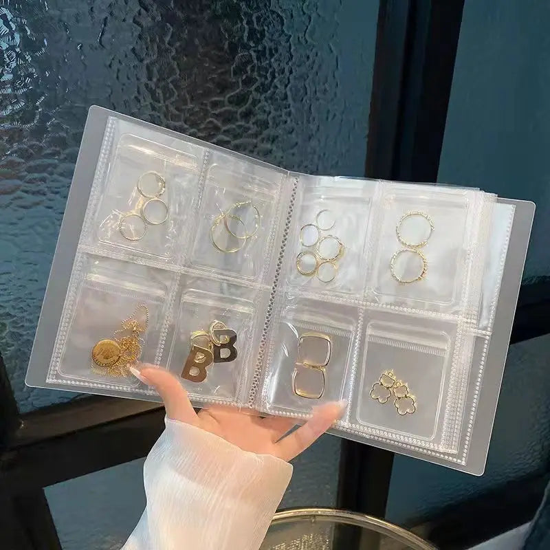 Transparent Jewelry Storage Travel Jewelry Organizer Book Dustproof Jewelry Earrings Stud Necklace Ring Bracelet Organizer Album
