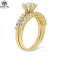 Fashion 14k Yellow Gold Round Cut Moissanite Prong Setting Engagement Luxury Designer Wedding Rings for Women
